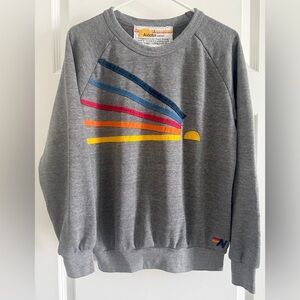 Aviator Nation Gray Sweatshirt with Rainbow Stripes